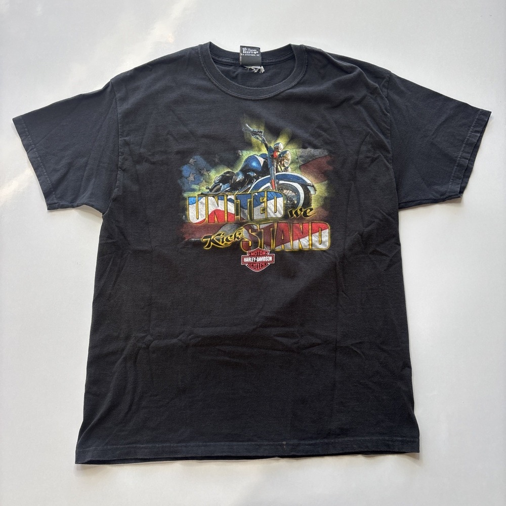 Harley Davidson United We Kick Stand USA Black graphic t-shirt  XL Johnstown PA